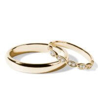 Par de Aliança em Ouro Amarelo 18k e Diamantes