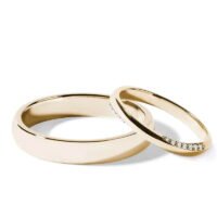 Par de Aliança em Ouro Amarelo 18k e Diamantes