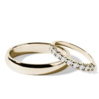 Par de Aliança em Ouro Amarelo 18k e Diamantes