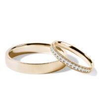 Par de Aliança em Ouro Amarelo 18k e Diamantes
