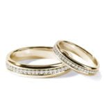 Par de Aliança em Ouro Amarelo 18k e Diamantes