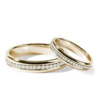 Par de Aliança em Ouro Amarelo 18k e Diamantes