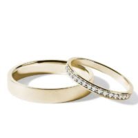 Par de Aliança em Ouro Amarelo 18k e Diamantes