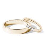 Par de Aliança em Ouro Amarelo 18k e Diamantes