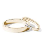 Par de Aliança em Ouro Amarelo 18k e Diamantes