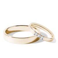 Par de Aliança em Ouro Amarelo 18k e Diamantes