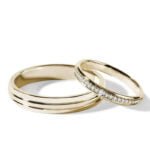 Par de Aliança em Ouro Amarelo 18k e Diamantes