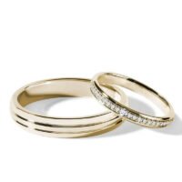 Par de Aliança em Ouro Amarelo 18k e Diamantes