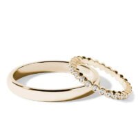 Par de Aliança em Ouro Amarelo 18k e Diamantes