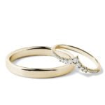 Par de Aliança em Ouro Amarelo 18k e Diamantes