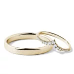 Par de Aliança em Ouro Amarelo 18k e Diamantes