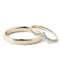 Par de Aliança em Ouro Amarelo 18k e Diamantes