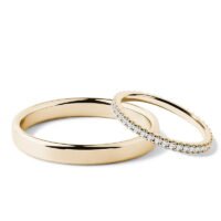 Par de Aliança em Ouro Amarelo 18k e Diamantes