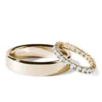 Par de Aliança em Ouro Amarelo 18k e Diamantes