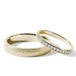 Par de Aliança em Ouro Amarelo 18k e Diamantes