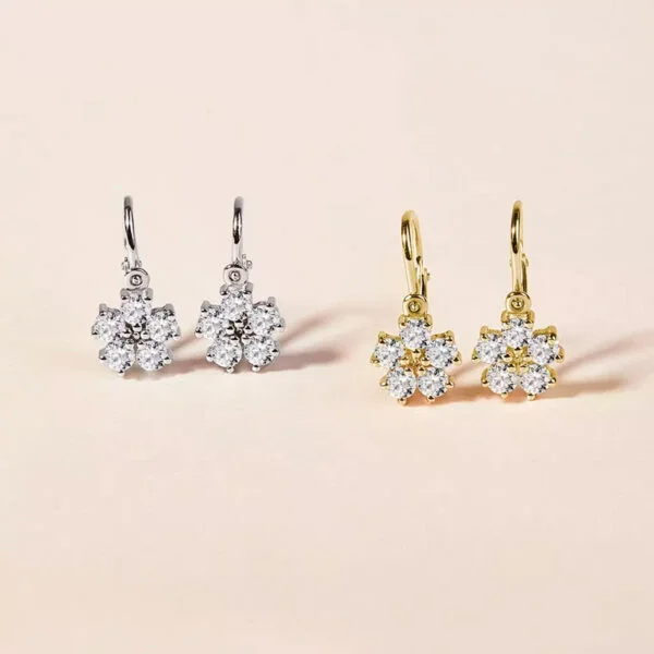Brinco Infantil Flor em Ouro Branco 18k e Diamantes - Imagem 2