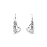 Brinco Infantil Coração em Ouro Branco 18k e Diamantes