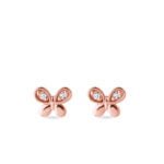 Brinco Infantil Borboleta em Ouro Rosa18k e Diamantes