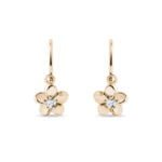 Brinco Infantil Flores em Ouro Amarelo 18k e Diamantes