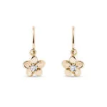 Brinco Infantil Flores em Ouro Amarelo 18k e Diamantes