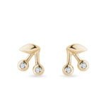 Brinco Infantil Cereja em Ouro Amarelo 18k e Diamantes