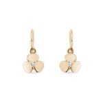 Brinco Infantil Trevo em Ouro Amarelo 18k e Diamantes