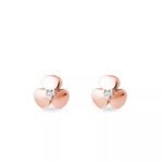 Brinco Infantil Trevo em Ouro Rosa 18k e Diamantes