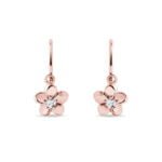 Brinco Infantil Flores em Ouro Rosa 18k e Diamantes