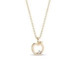 Colar Infantil Maçã em Ouro Amarelo 18k e Diamante