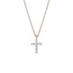 Colar Infantil Cruz em Ouro Rosa 18k e Diamantes