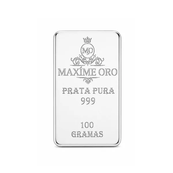 Barra de Prata Pura 100g (Ag999) Certificada e Lacrada | Maxíme Oro