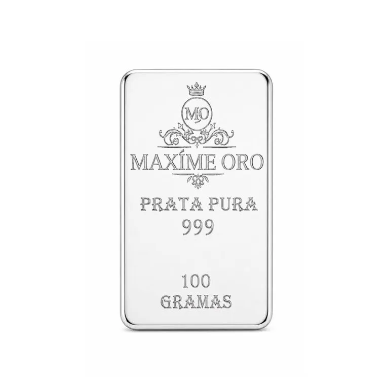Barra de Prata Pura 100g (Ag999) Certificada e Lacrada | Maxíme Oro