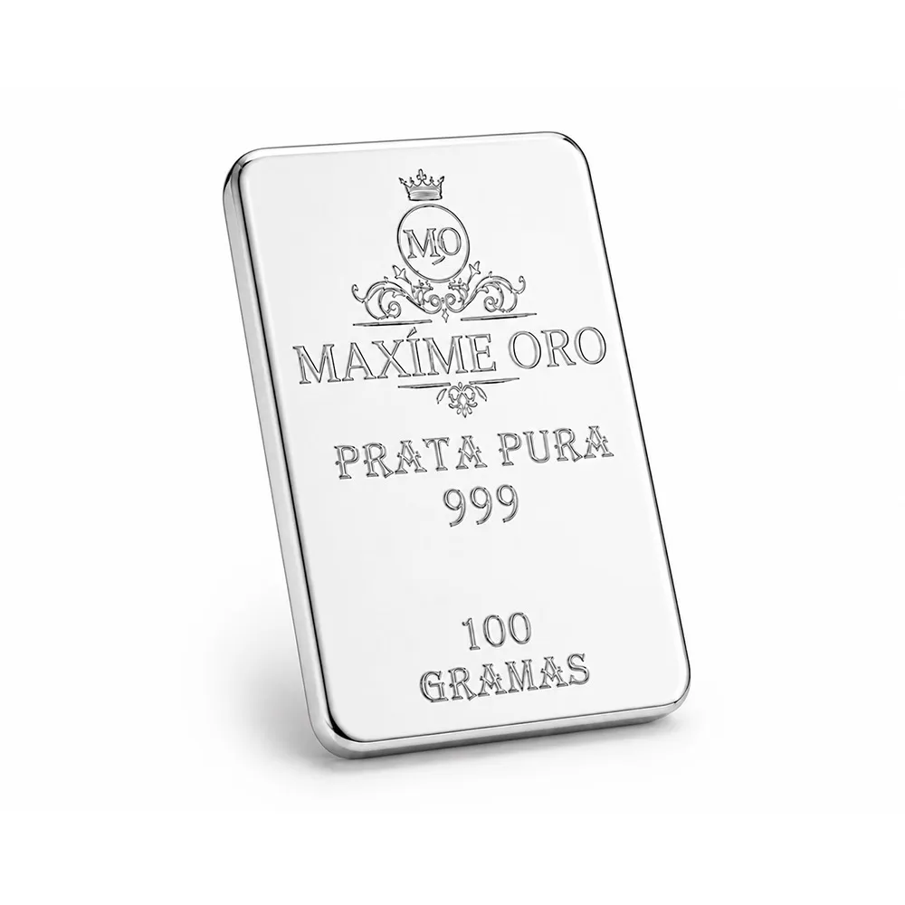 Barra de Prata Pura 100g (Ag999) Certificada e Lacrada | Maxíme Oro