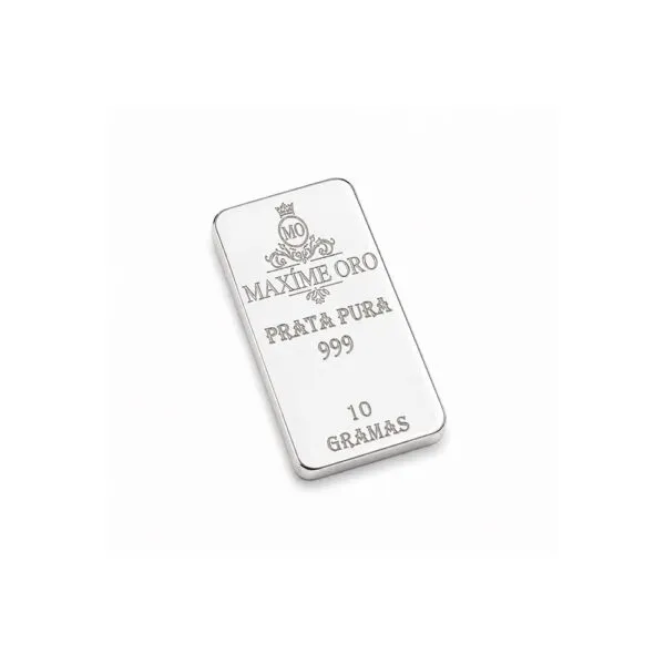 Barra de Prata Pura 10g Certificada e Lacrada | Maxíme Oro