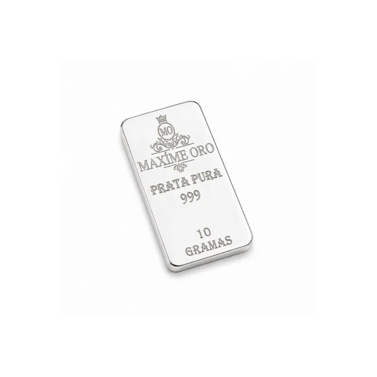 Barra de Prata Pura 10g Certificada e Lacrada | Maxíme Oro