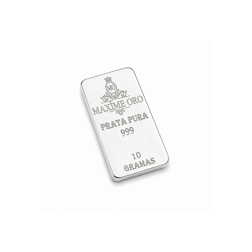 Barra de Prata Pura 10g Certificada e Lacrada | Maxíme Oro