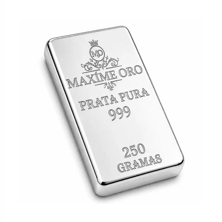 Barra de Prata Pura 250g (Ag999) Certificada e Lacrada | Maxíme Oro