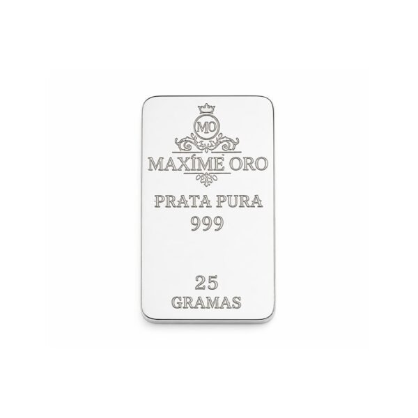 Barra de Prata Pura 25g (Ag999) Certificada e Lacrada | Maxíme Oro