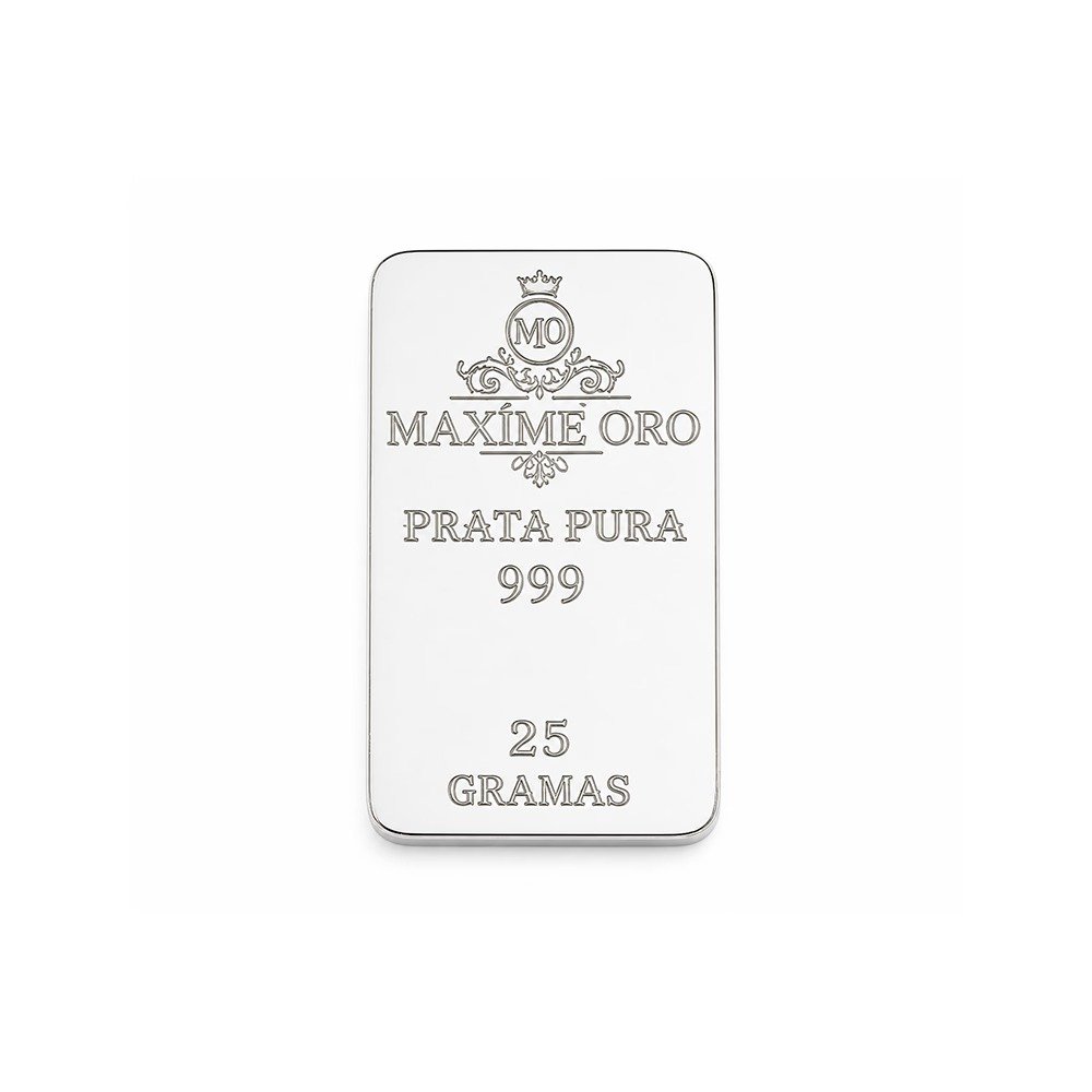 Barra de Prata Pura 25g (Ag999) Certificada e Lacrada | Maxíme Oro
