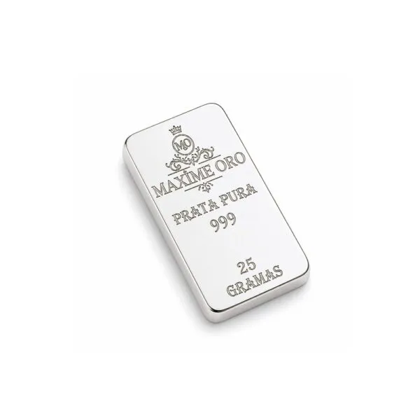 Barra de Prata Pura 25g (Ag999) Certificada e Lacrada | Maxíme Oro
