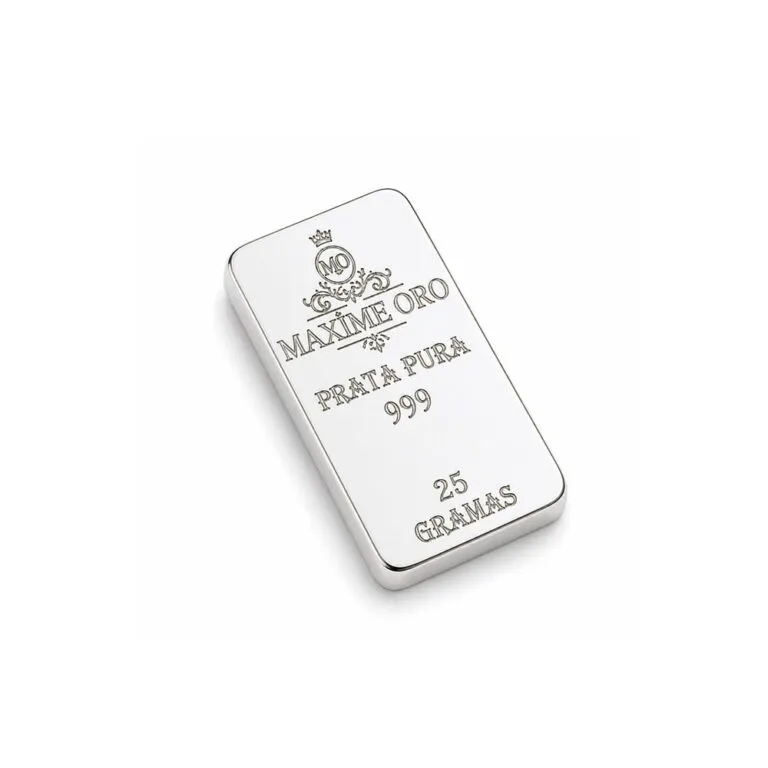 Barra de Prata Pura 25g (Ag999) Certificada e Lacrada | Maxíme Oro