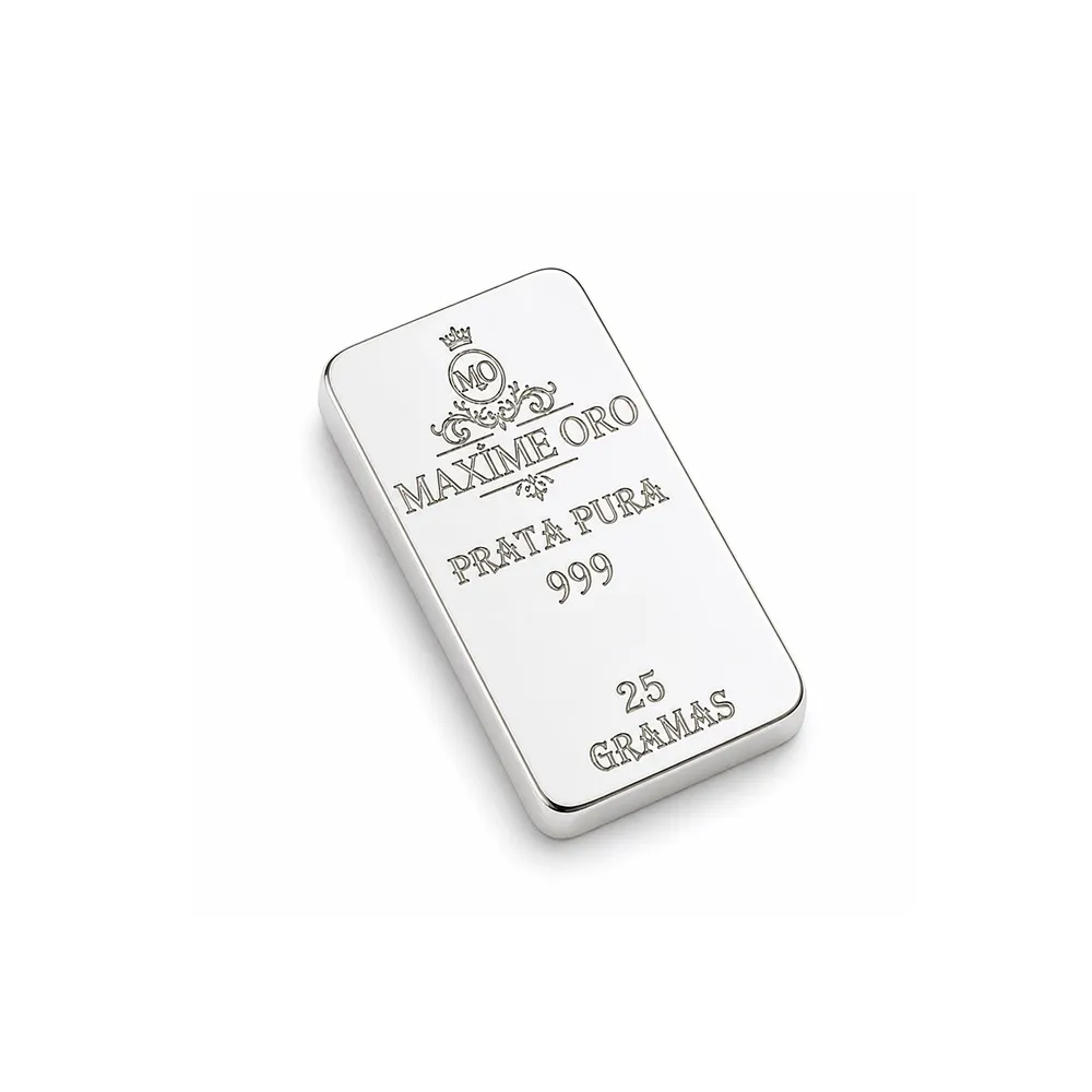 Barra de Prata Pura 25g (Ag999) Certificada e Lacrada | Maxíme Oro