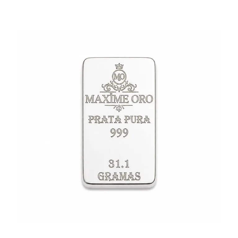 Barra de Prata Pura 31,1g Certificada e Lacrada | Maxíme Oro