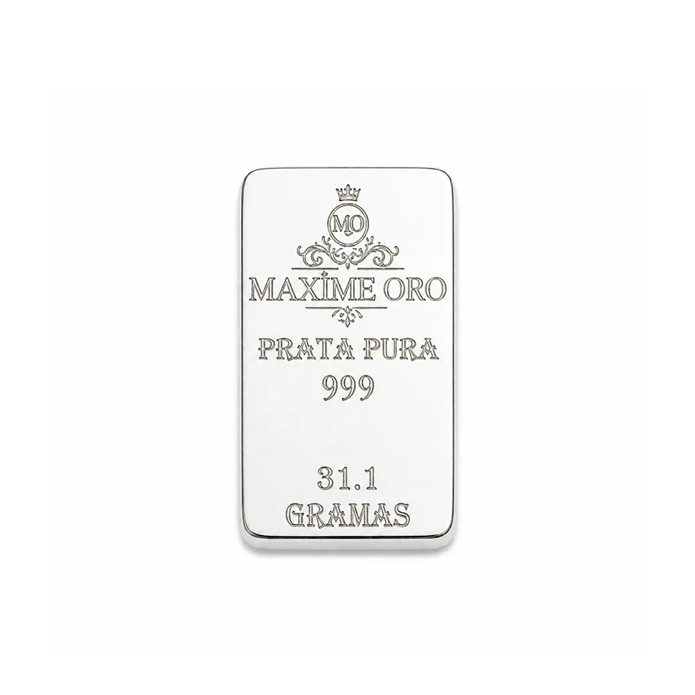 Barra de Prata Pura 31,1g Certificada e Lacrada | Maxíme Oro