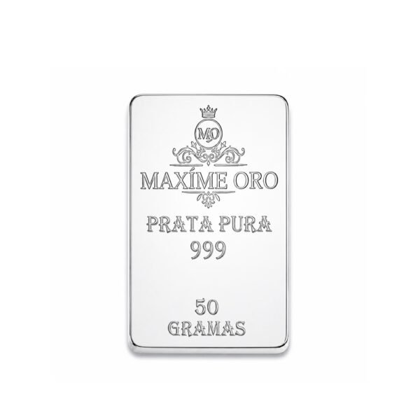 Barra de Prata Pura 50g (Ag999) Certificada e Lacrada | Maxíme Oro