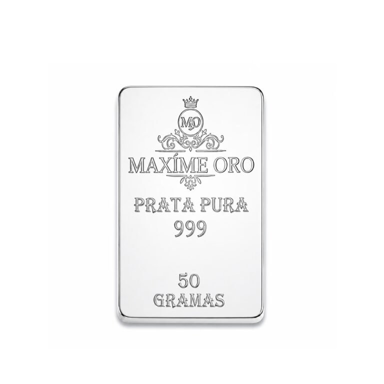 Barra de Prata Pura 50g (Ag999) Certificada e Lacrada | Maxíme Oro