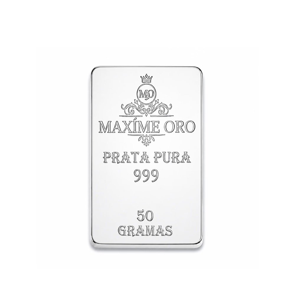 Barra de Prata Pura 50g (Ag999) Certificada e Lacrada | Maxíme Oro
