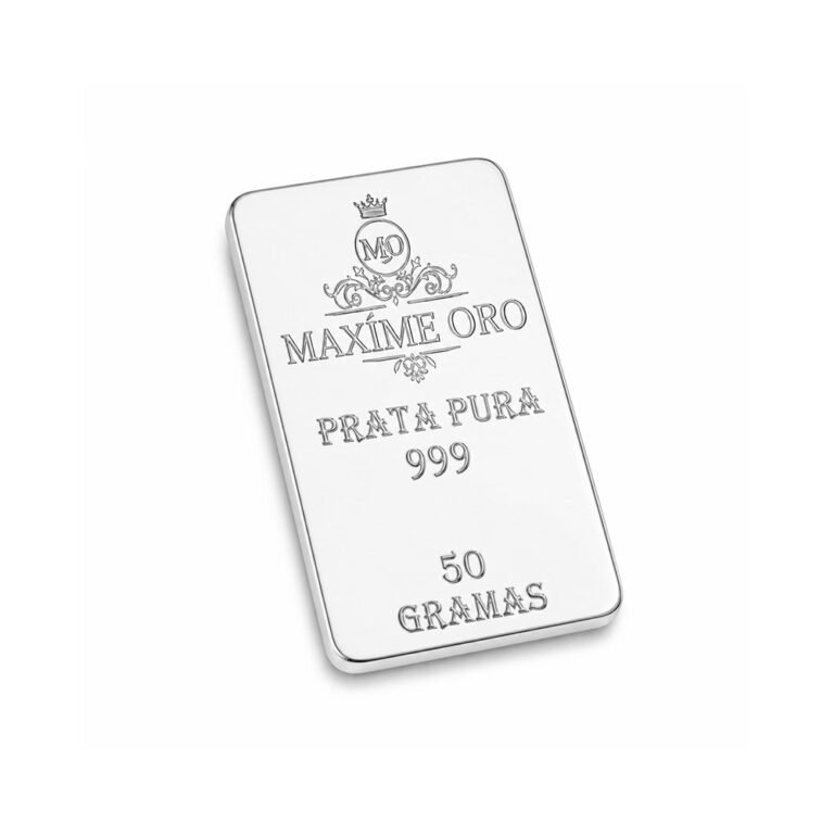 Barra de Prata Pura 50g (Ag999) Certificada e Lacrada | Maxíme Oro