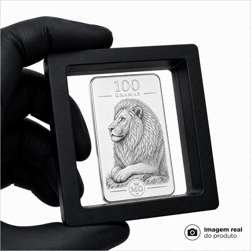 Barra Personalizada Leão de Prata Pura 100g (Ag999) - Imagem 2