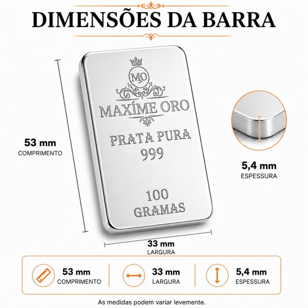 Barra Personalizada Leão de Prata Pura 100g (Ag999) - Imagem 5